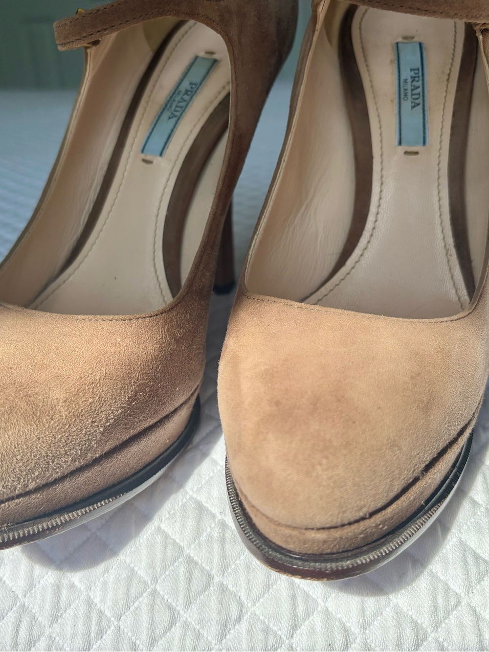 Prada Taupe Suede Mary Jane Platform shoes - Picture 3 of 10